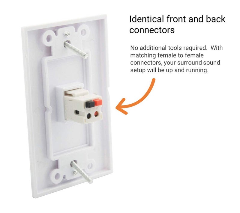 DIYTECH Speaker Keystone Jack â€“ Spring Loaded Speaker Jack for Keystone Wall Plate, Female to Female, for Home Theater Wall Plates - White (8 Pack) - Image 2